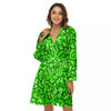 Zombie Green Brain Print Pattern Women's Robe-grizzshop