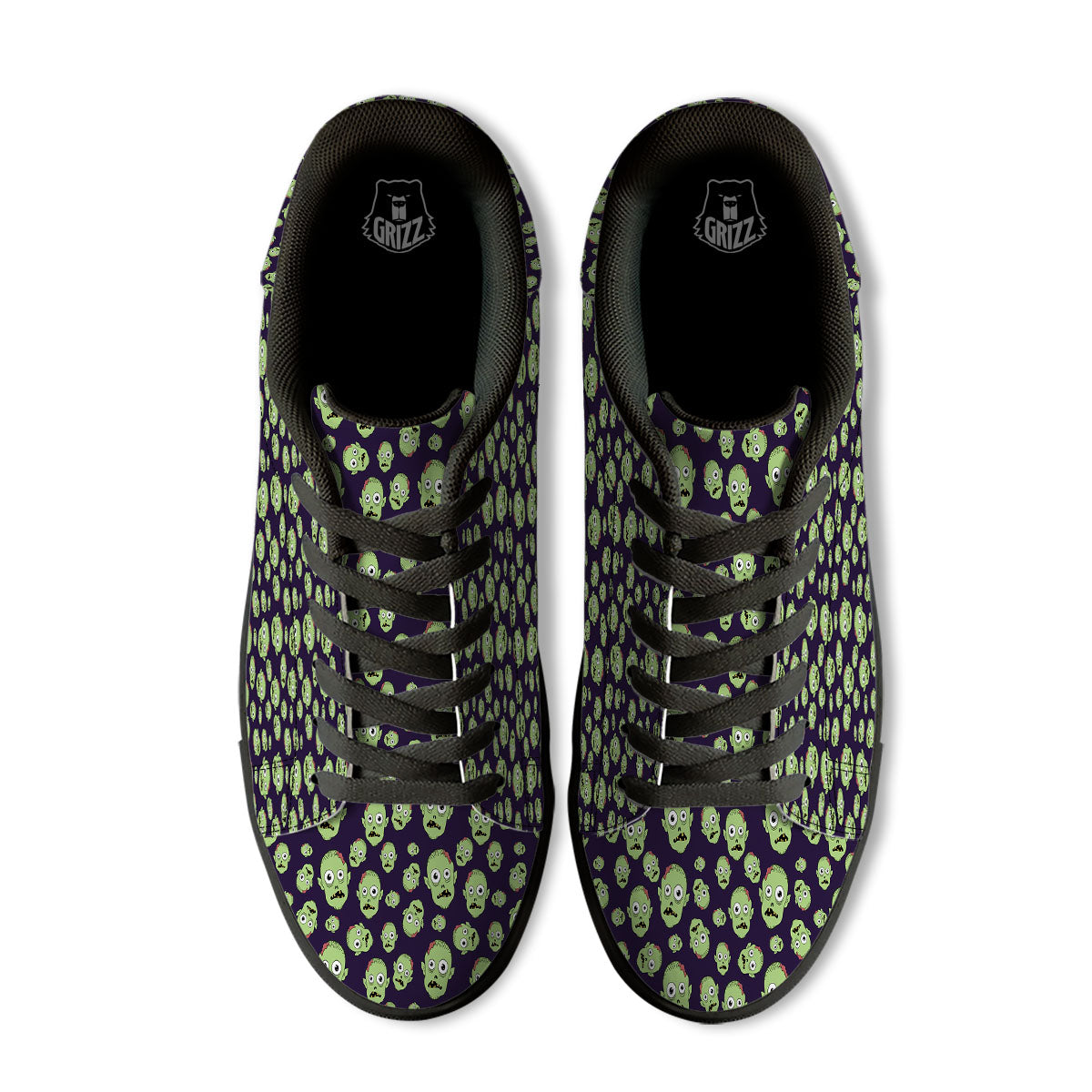 Zombie Green Print Pattern Black Low Top Sneakers-grizzshop