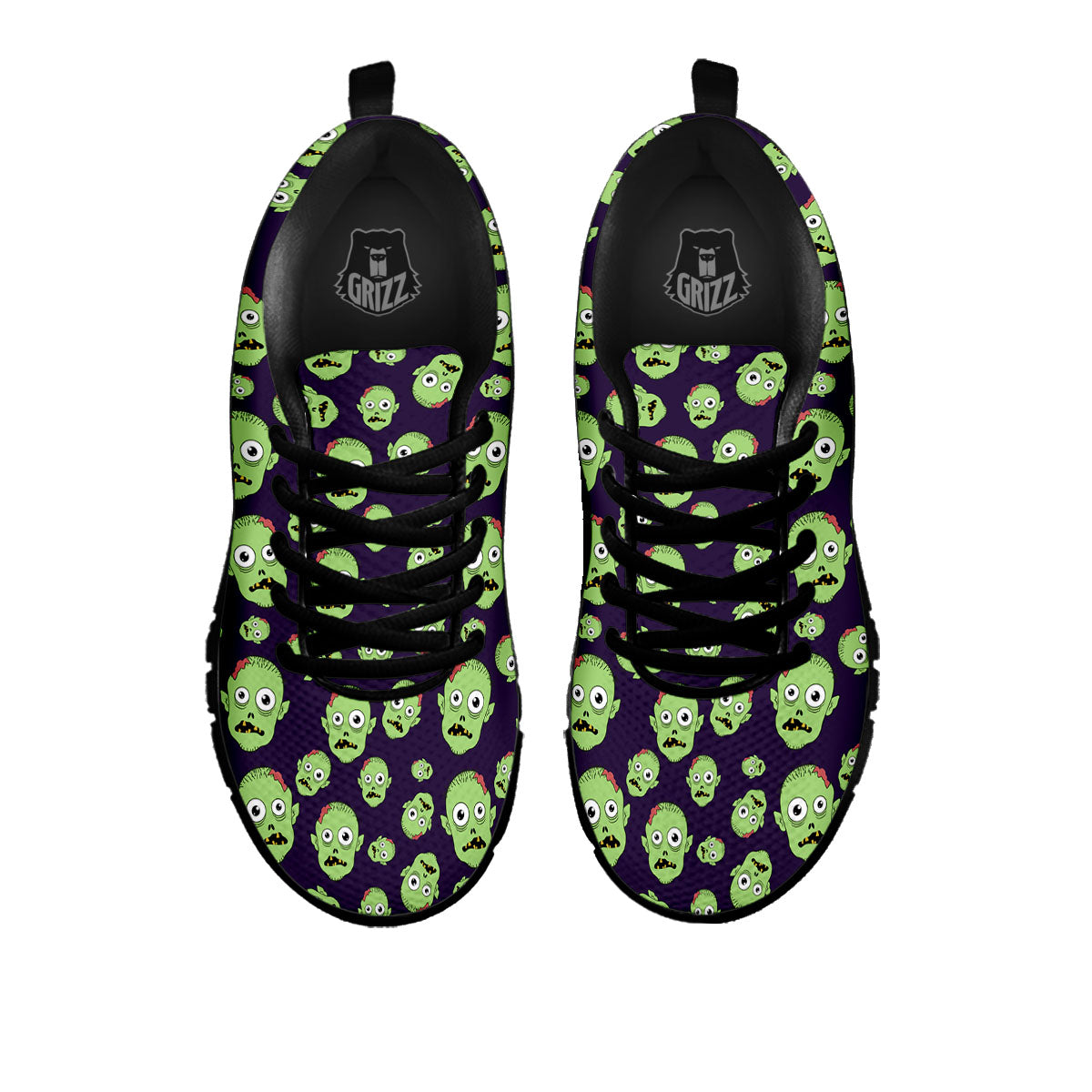Zombie Green Print Pattern Black Sneaker-grizzshop