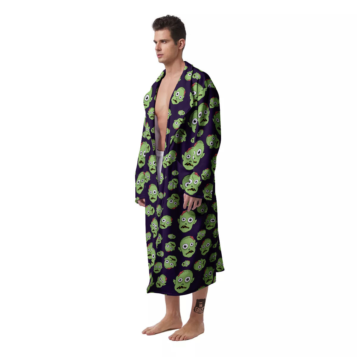 Zombie Green Print Pattern Men's Robe-grizzshop