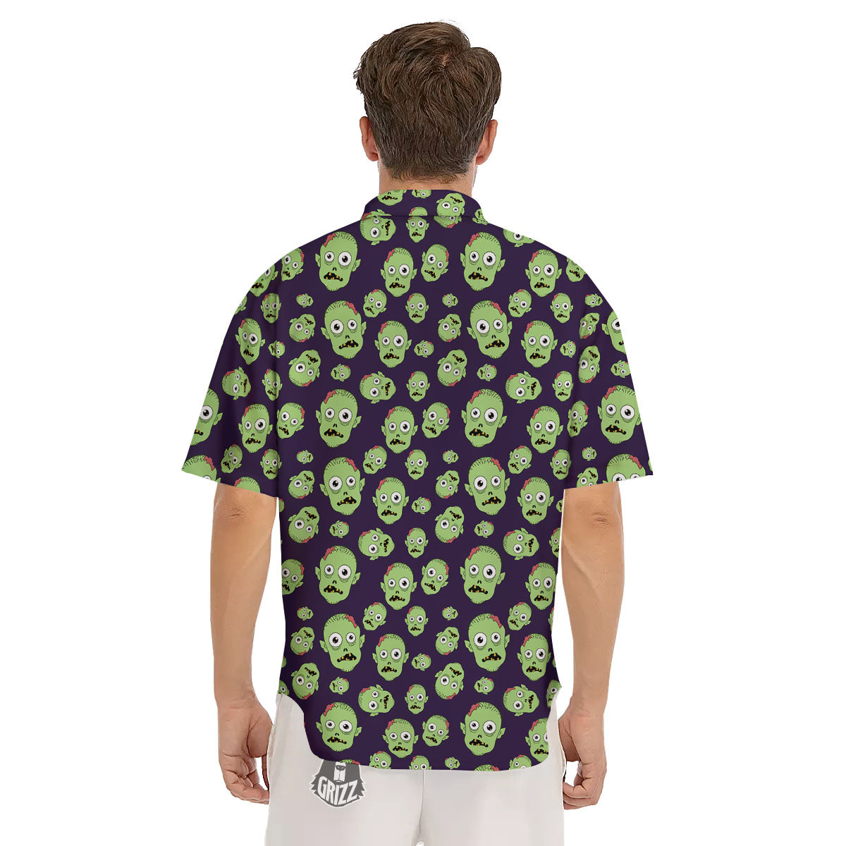 Zombie Green Print Pattern Men's Short Sleeve Shirts-grizzshop