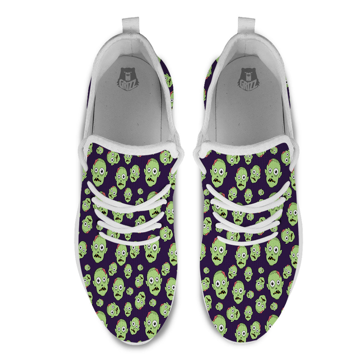 Zombie Green Print Pattern White Athletic Shoes-grizzshop