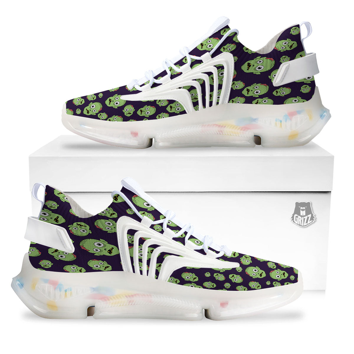 Zombie Green Print Pattern White Gym Shoes-grizzshop