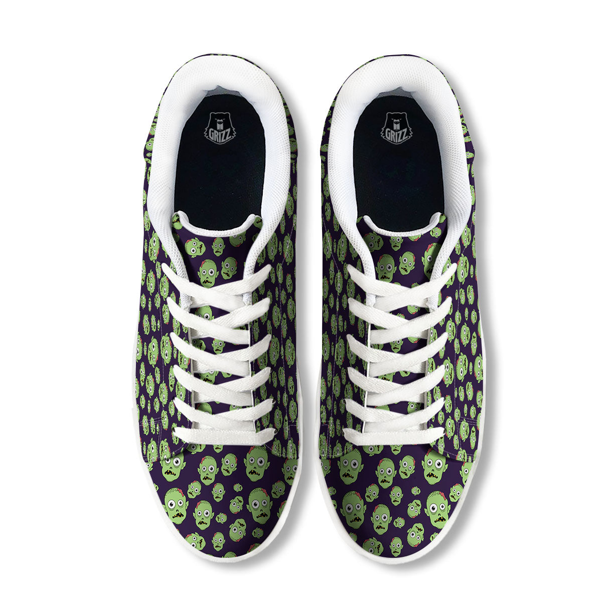 Zombie Green Print Pattern White Low Top Sneakers-grizzshop