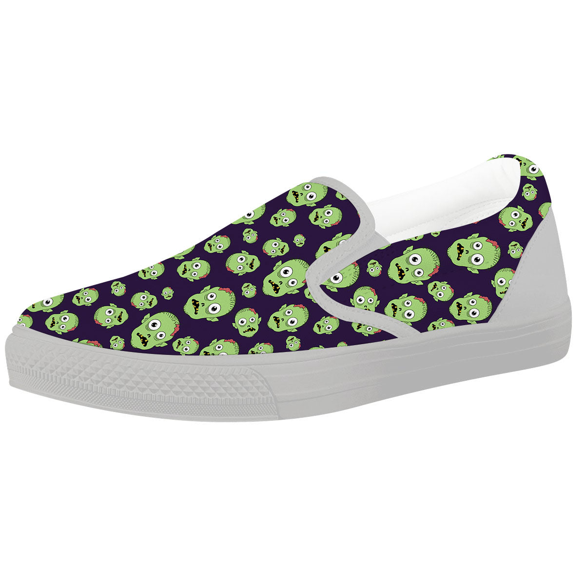 Zombie Green Print Pattern White Slip On Shoes-grizzshop