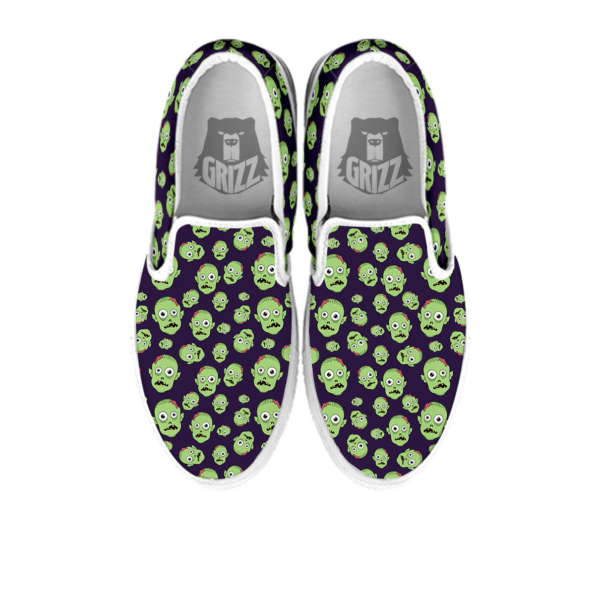 Zombie Green Print Pattern White Slip On Shoes-grizzshop