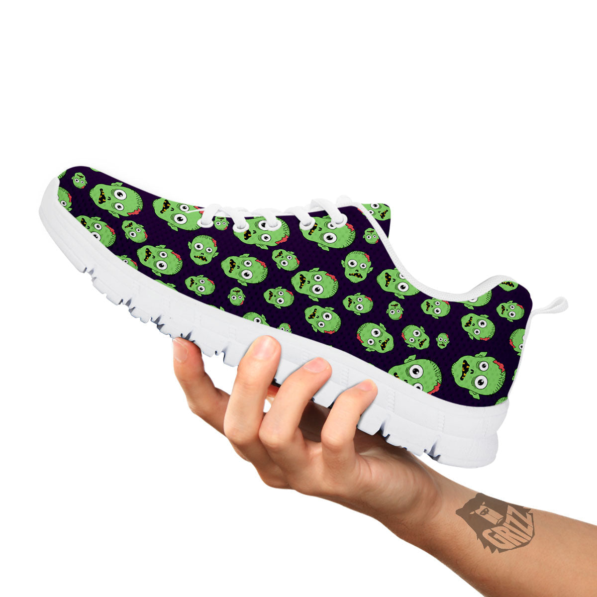 Zombie Green Print Pattern White Sneaker-grizzshop