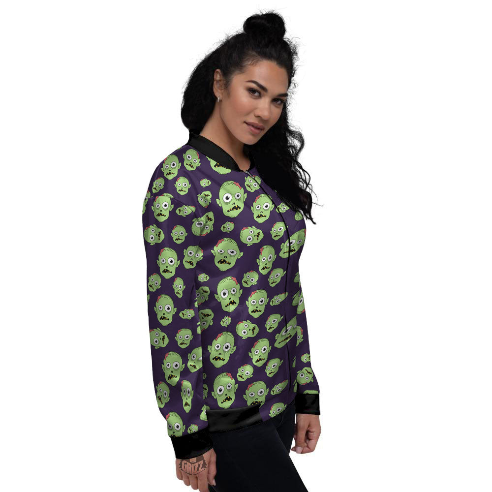 Zombie Green Print Pattern Women's Bomber Jacket-grizzshop