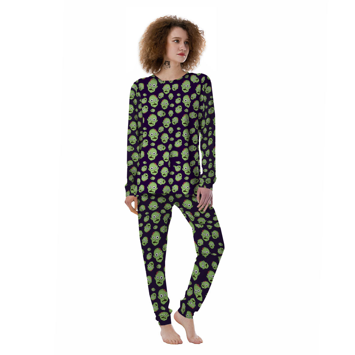 Zombie Green Print Pattern Women's Pajamas-grizzshop