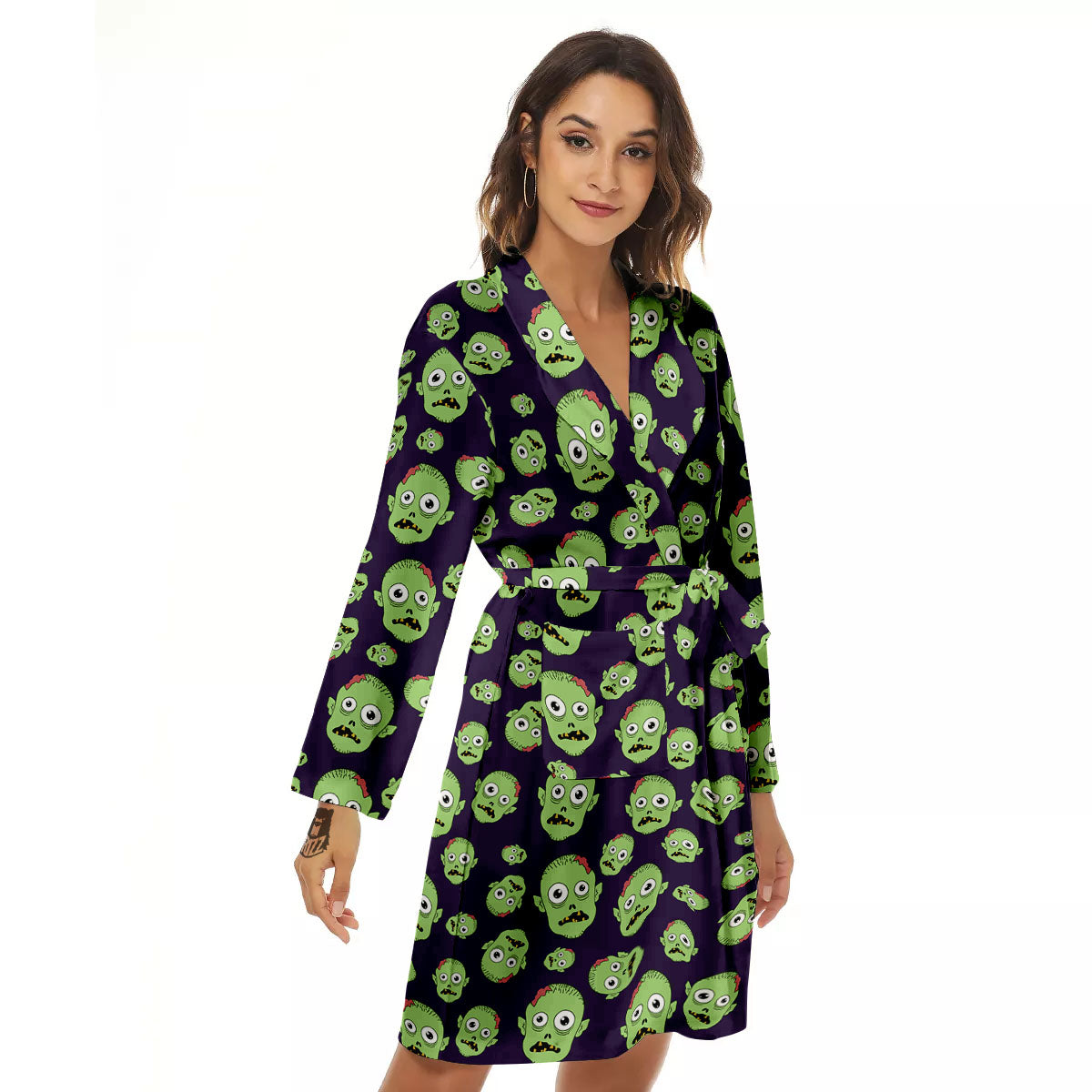 Zombie Green Print Pattern Women's Robe-grizzshop