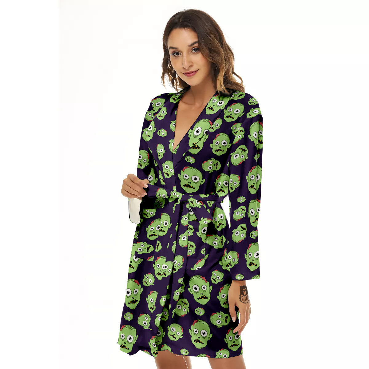 Zombie Green Print Pattern Women's Robe-grizzshop