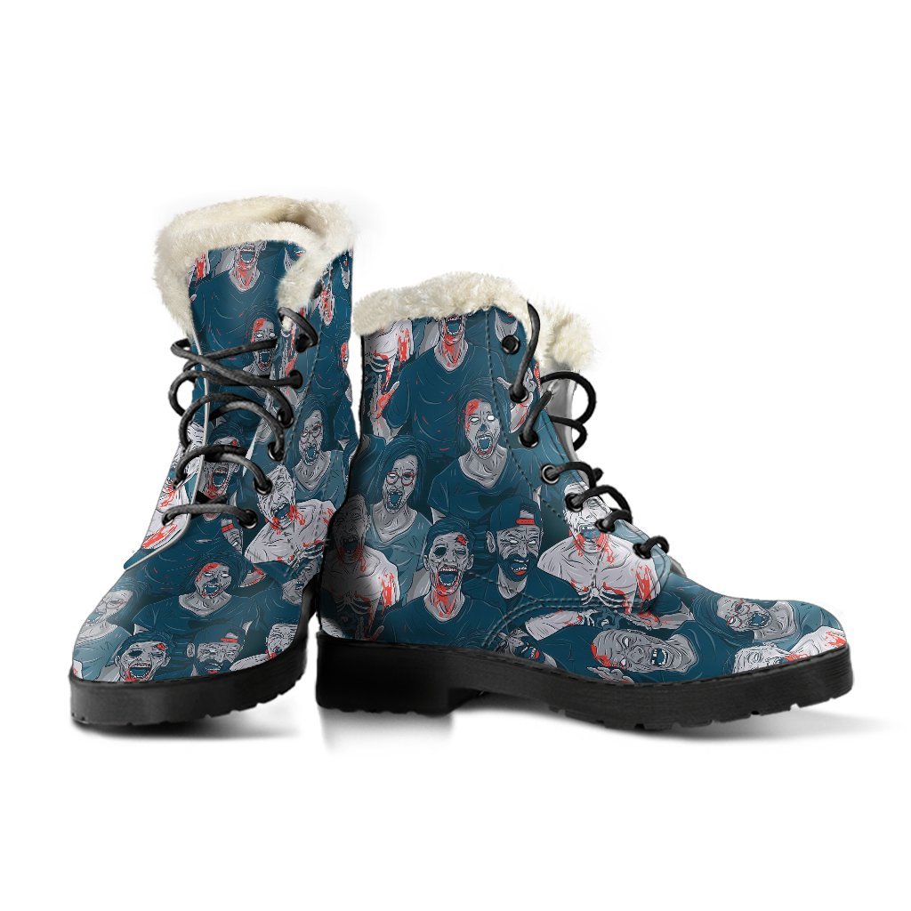 Zombie Halloween Pattern Print Comfy Winter Boots-grizzshop