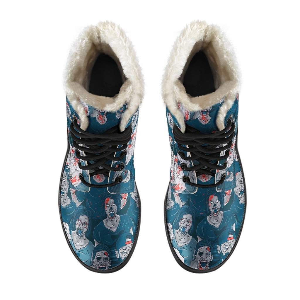 Zombie Halloween Pattern Print Comfy Winter Boots-grizzshop