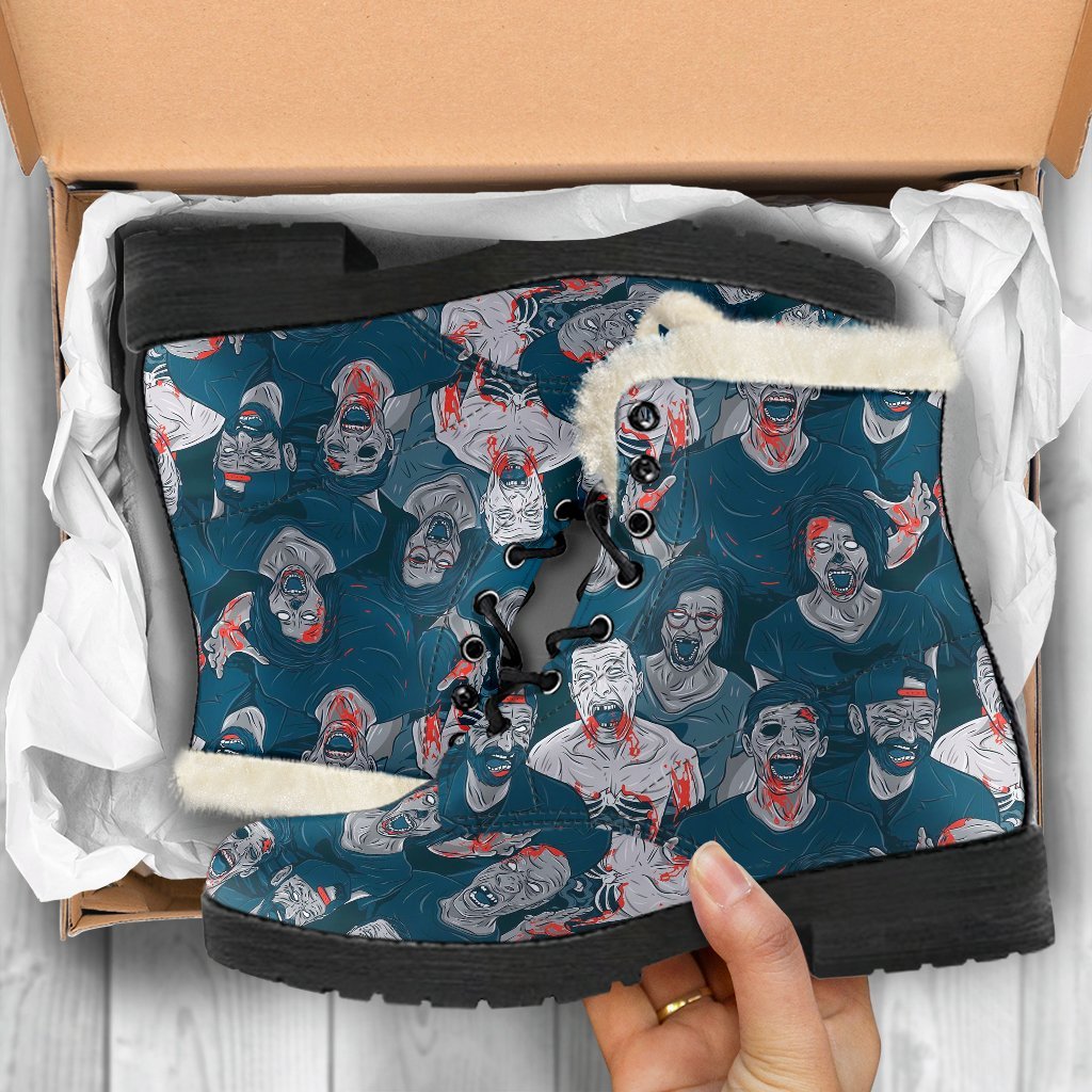 Zombie Halloween Pattern Print Comfy Winter Boots-grizzshop