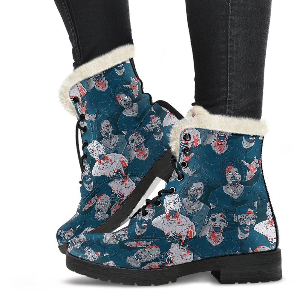 Zombie Halloween Pattern Print Comfy Winter Boots-grizzshop