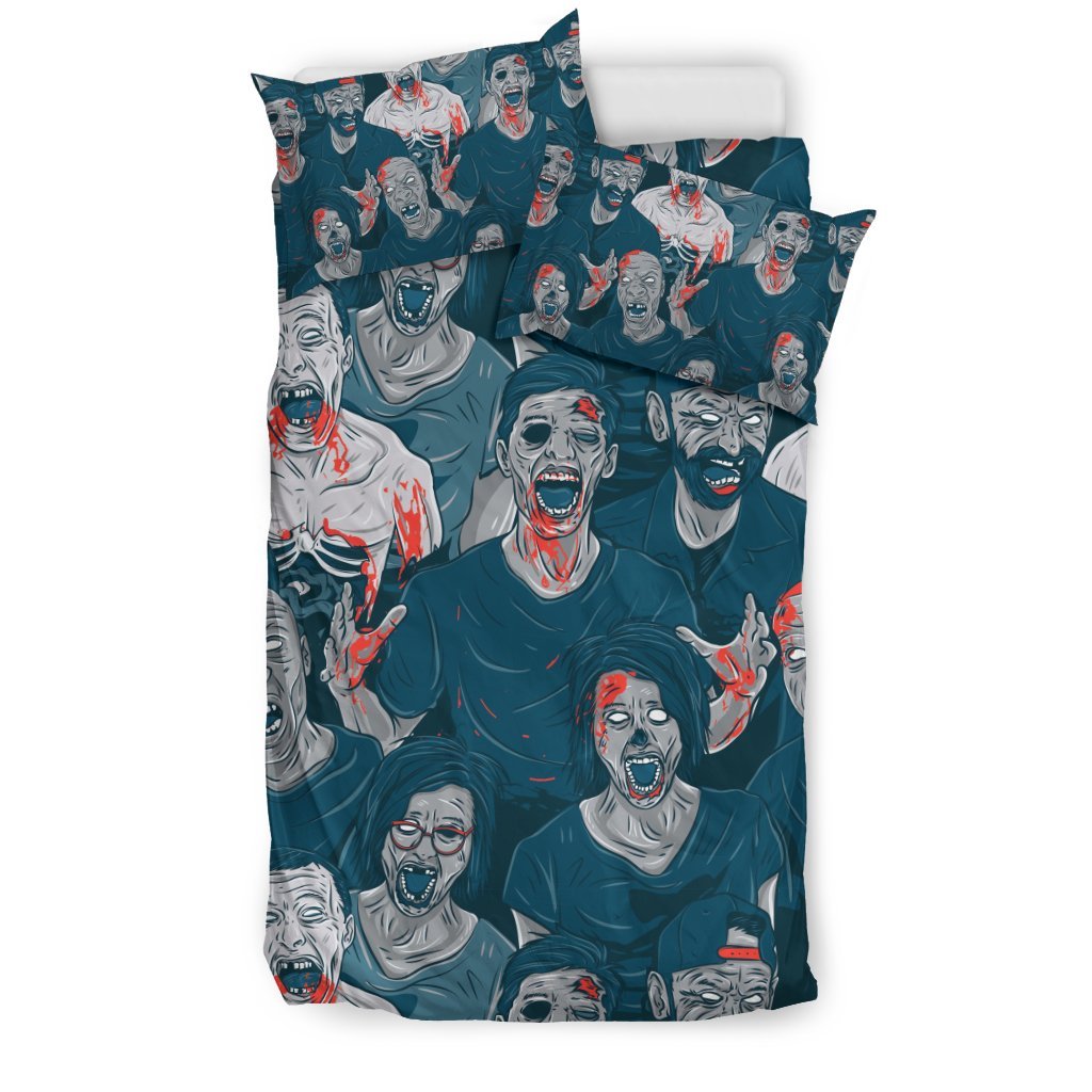 Zombie Halloween Pattern Print Duvet Cover Bedding Set-grizzshop