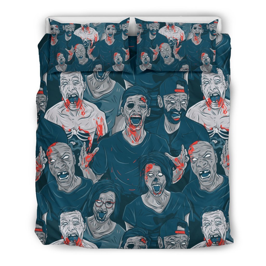 Zombie Halloween Pattern Print Duvet Cover Bedding Set-grizzshop