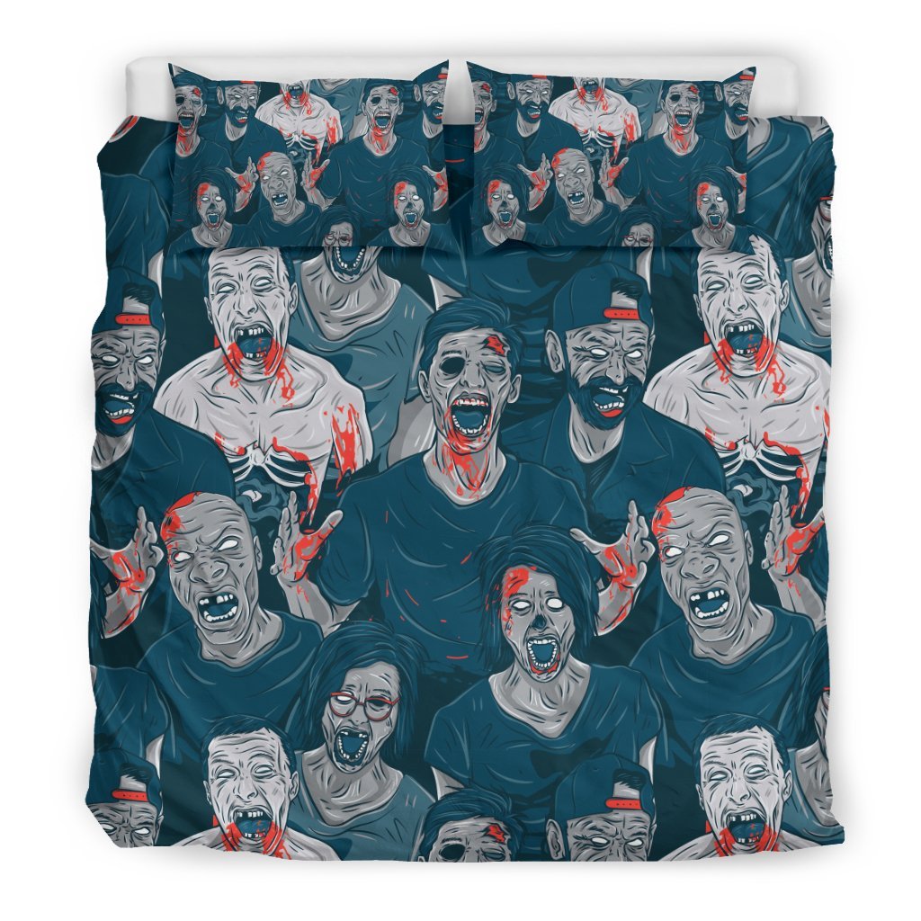 Zombie Halloween Pattern Print Duvet Cover Bedding Set-grizzshop
