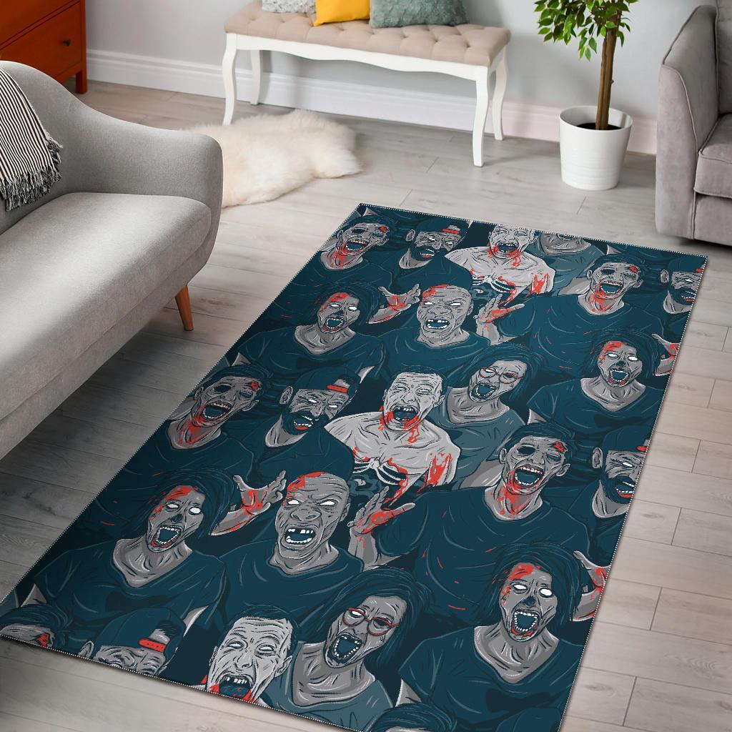 Zombie Halloween Pattern Print Floor Mat-grizzshop