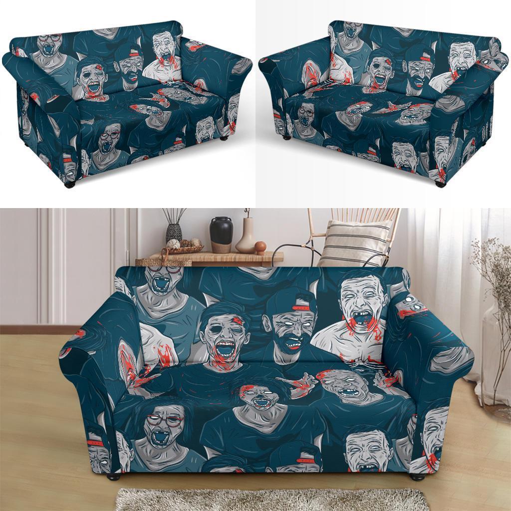 Zombie Halloween Pattern Print Loveseat Cover-grizzshop