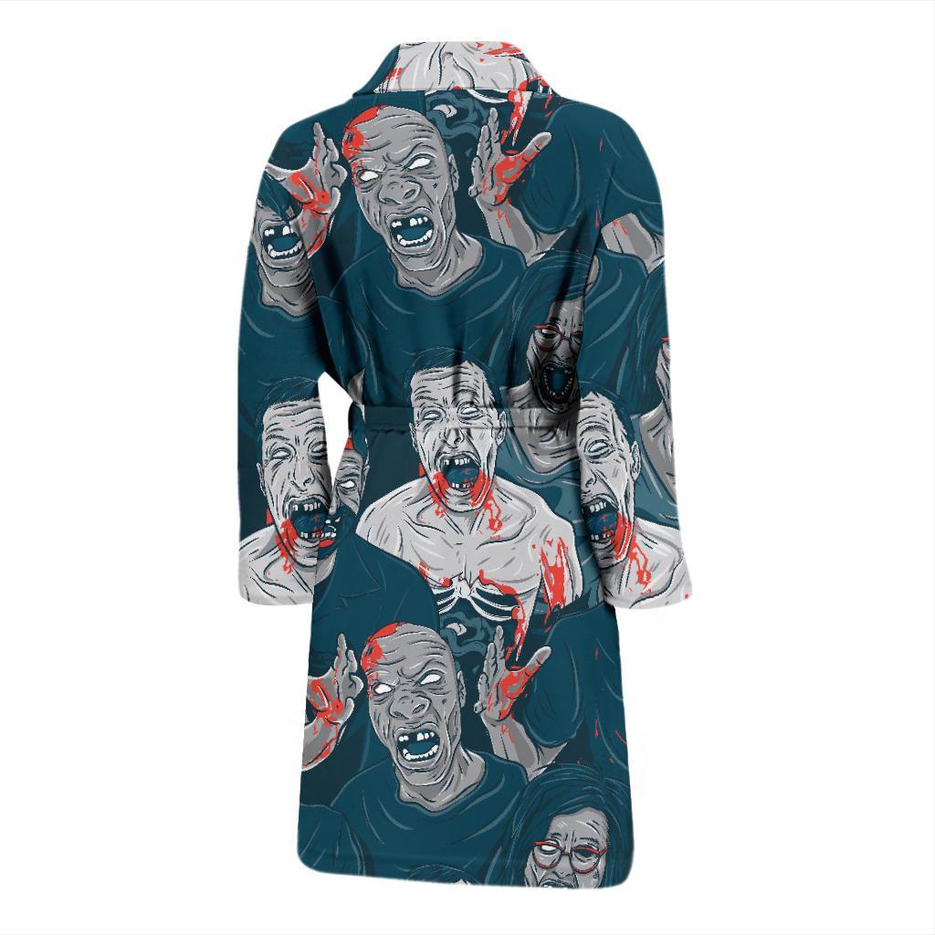 Zombie Halloween Pattern Print Men Long Robe-grizzshop