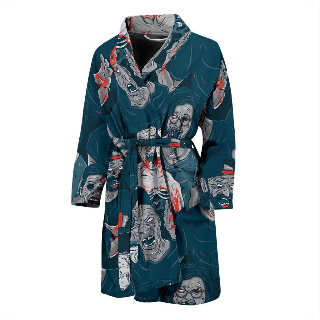 Zombie Halloween Pattern Print Men Long Robe-grizzshop