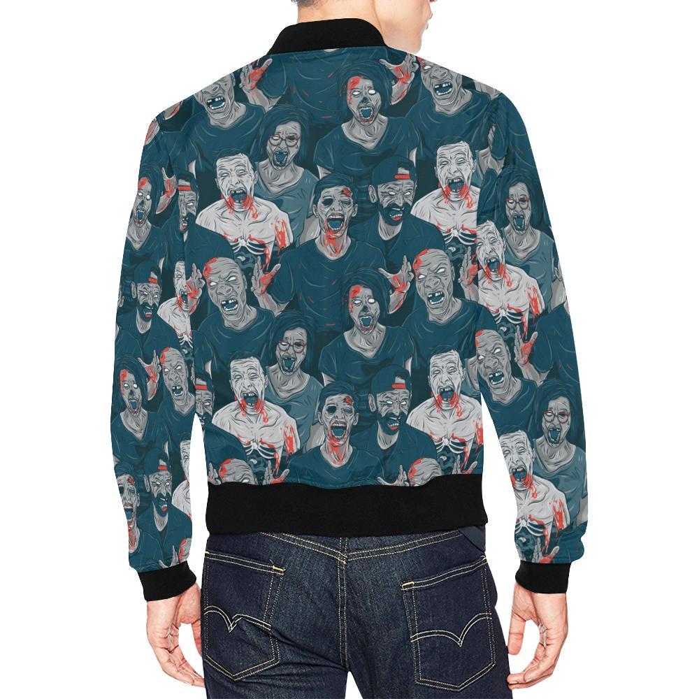 Zombie Halloween Pattern Print Men's Bomber Jacket-grizzshop