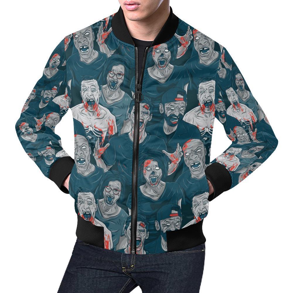 Zombie Halloween Pattern Print Men's Bomber Jacket-grizzshop