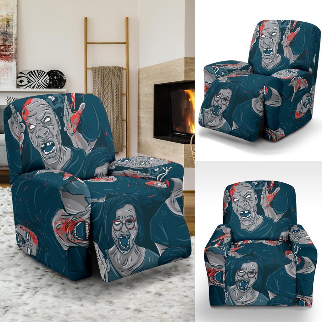 Zombie Halloween Pattern Print Recliner Cover-grizzshop