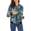 Zombie Halloween Pattern Print Women Casual Bomber Jacket-grizzshop