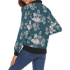 Zombie Halloween Pattern Print Women Casual Bomber Jacket-grizzshop