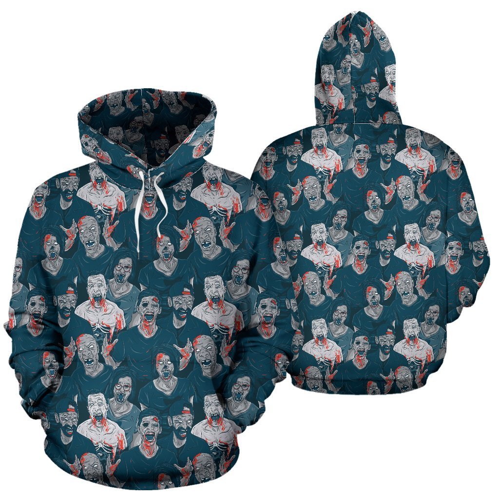 Zombie Halloween Pattern Print Women Men Pullover Hoodie-grizzshop