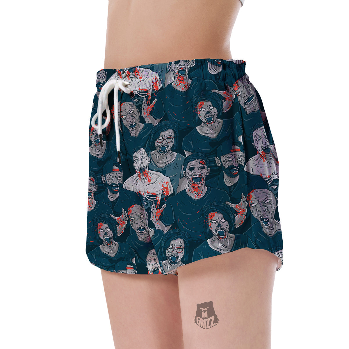 Zombie Halloween Pattern Print Women's Shorts-grizzshop