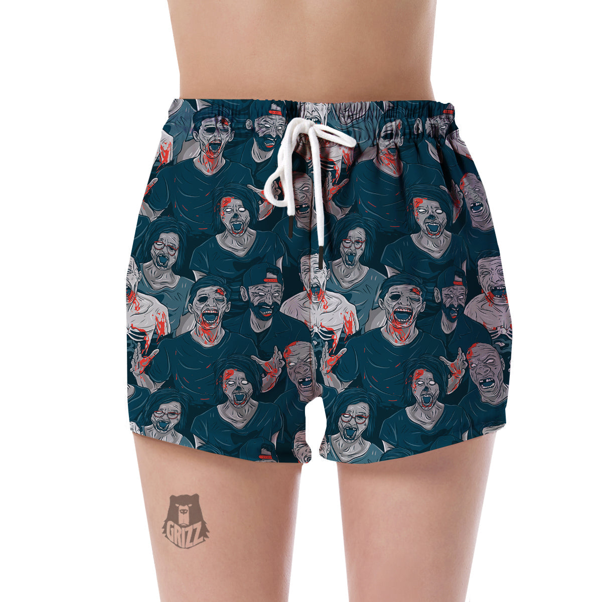 Zombie Halloween Pattern Print Women's Shorts-grizzshop
