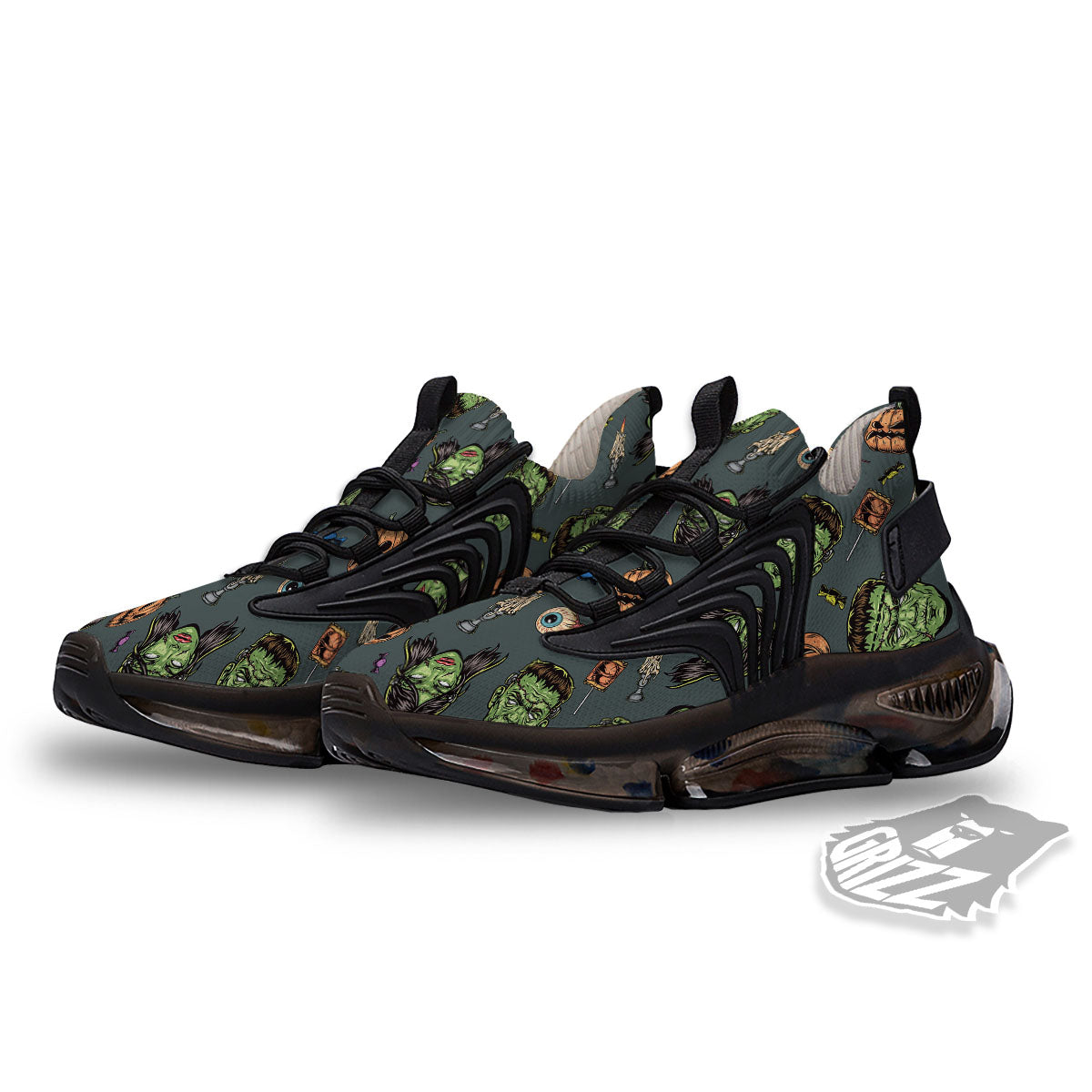 Zombie Halloween Print Pattern Black Gym Shoes-grizzshop
