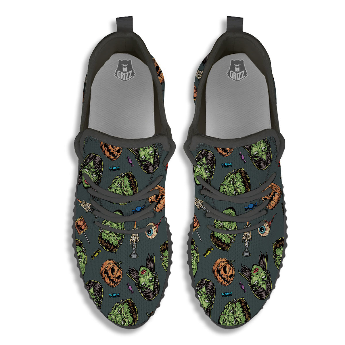 Zombie Halloween Print Pattern Black Walking Shoes-grizzshop
