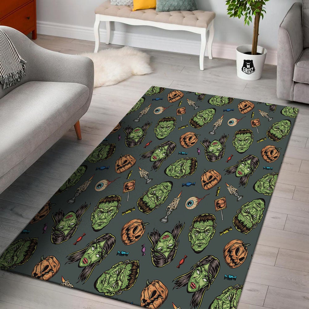 Zombie Halloween Print Pattern Floor Mat-grizzshop
