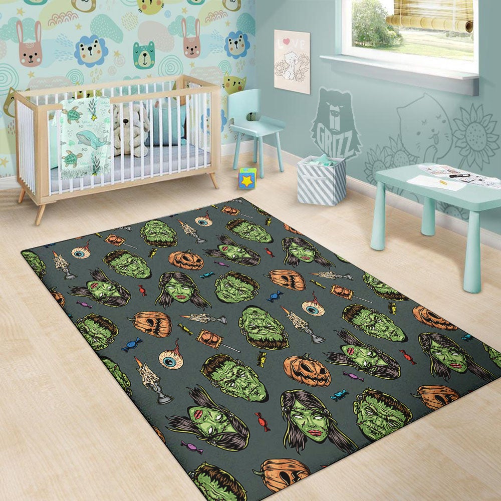 Zombie Halloween Print Pattern Floor Mat-grizzshop