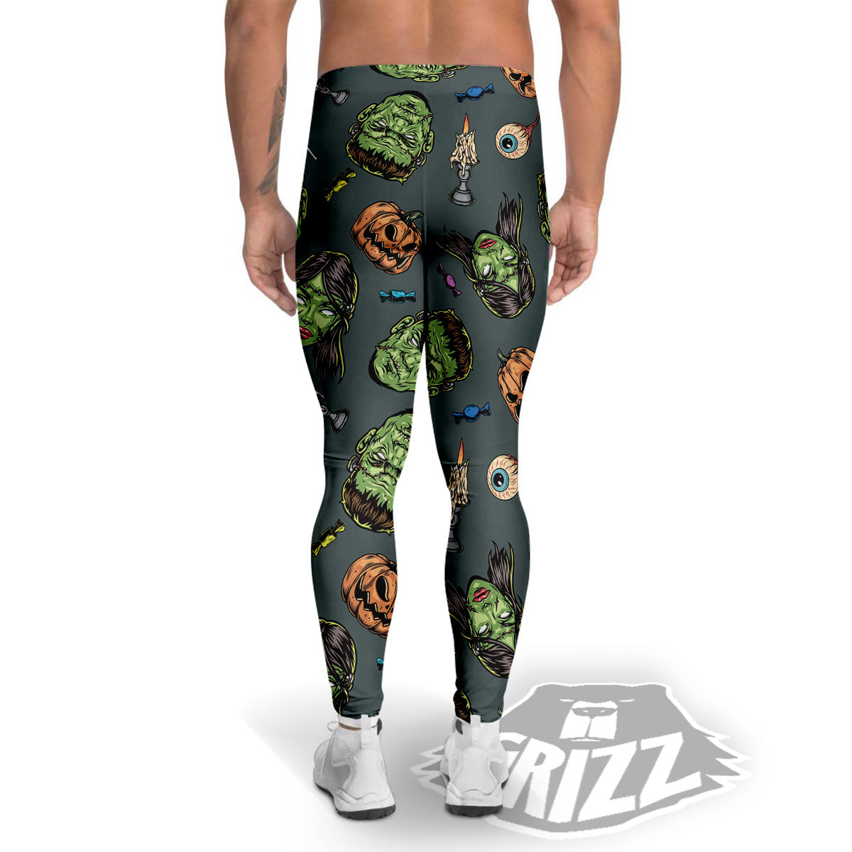 Zombie Halloween Print Pattern Men's Leggings-grizzshop