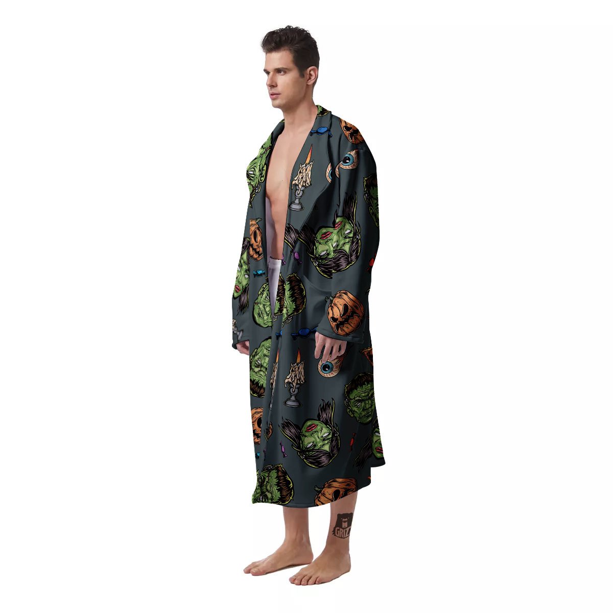 Zombie Halloween Print Pattern Men's Robe-grizzshop