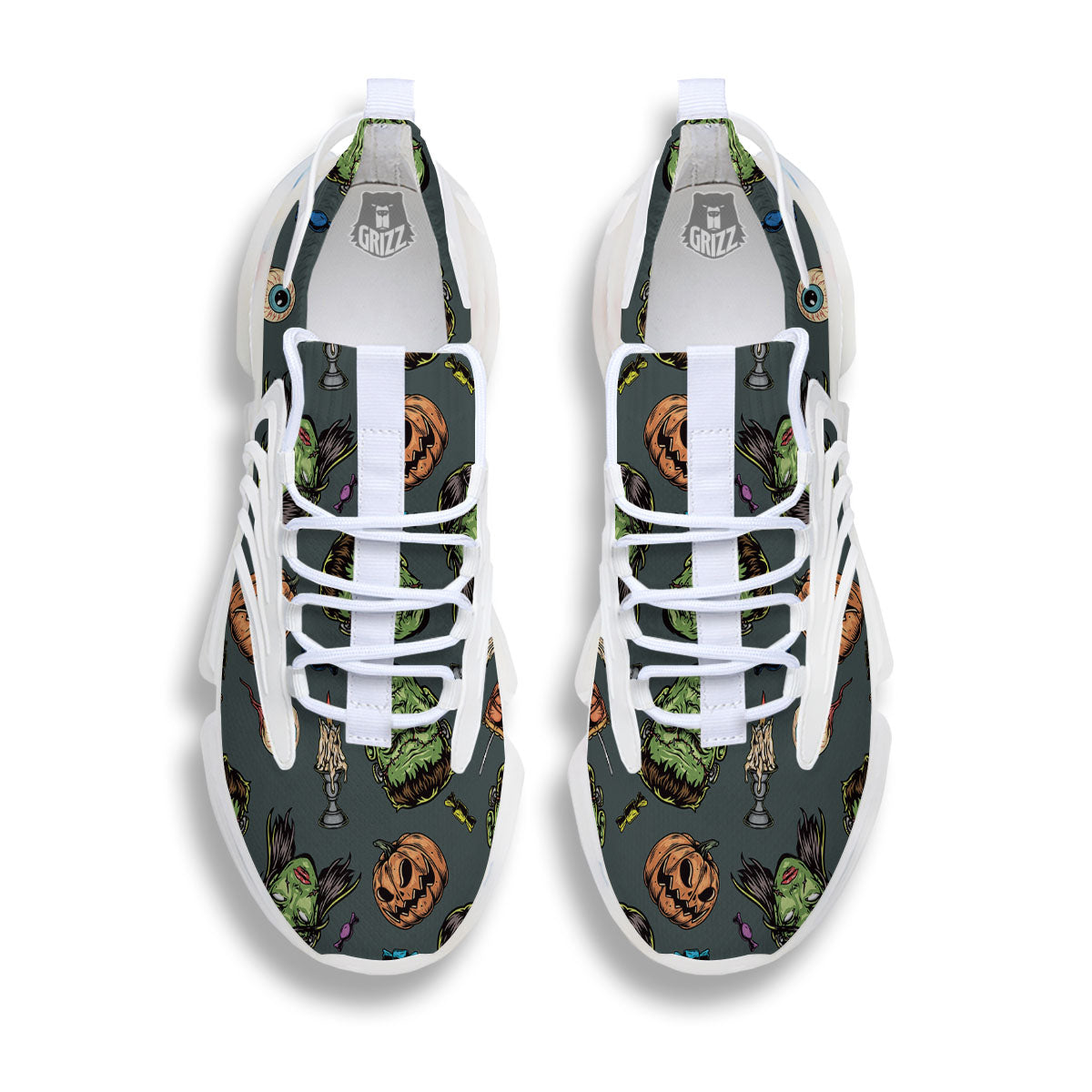 Zombie Halloween Print Pattern White Gym Shoes-grizzshop