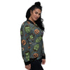 Zombie Halloween Print Pattern Women's Bomber Jacket-grizzshop