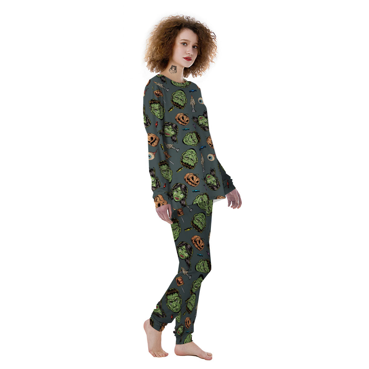 Zombie Halloween Print Pattern Women's Pajamas-grizzshop