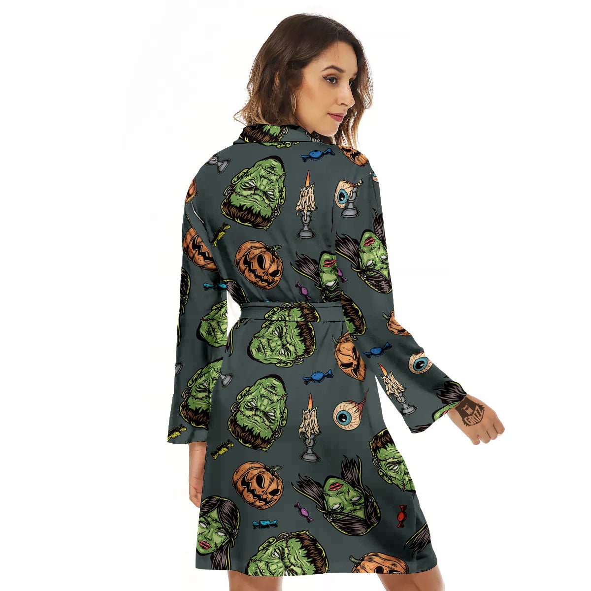 Zombie Halloween Print Pattern Women's Robe-grizzshop