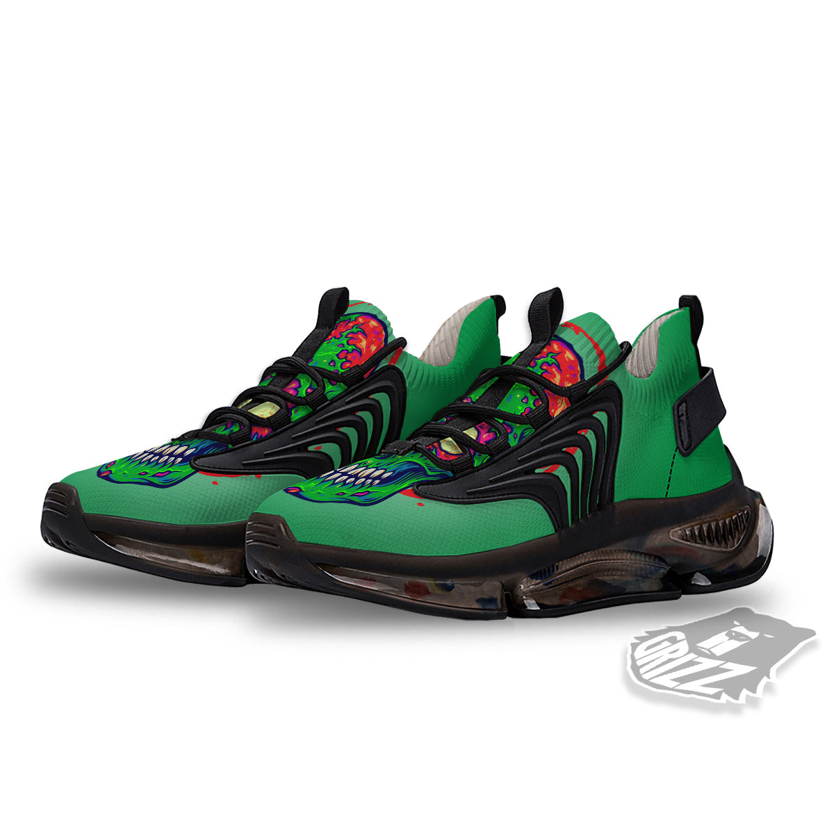 Zombie Halloween Skull Print Black Gym Shoes-grizzshop