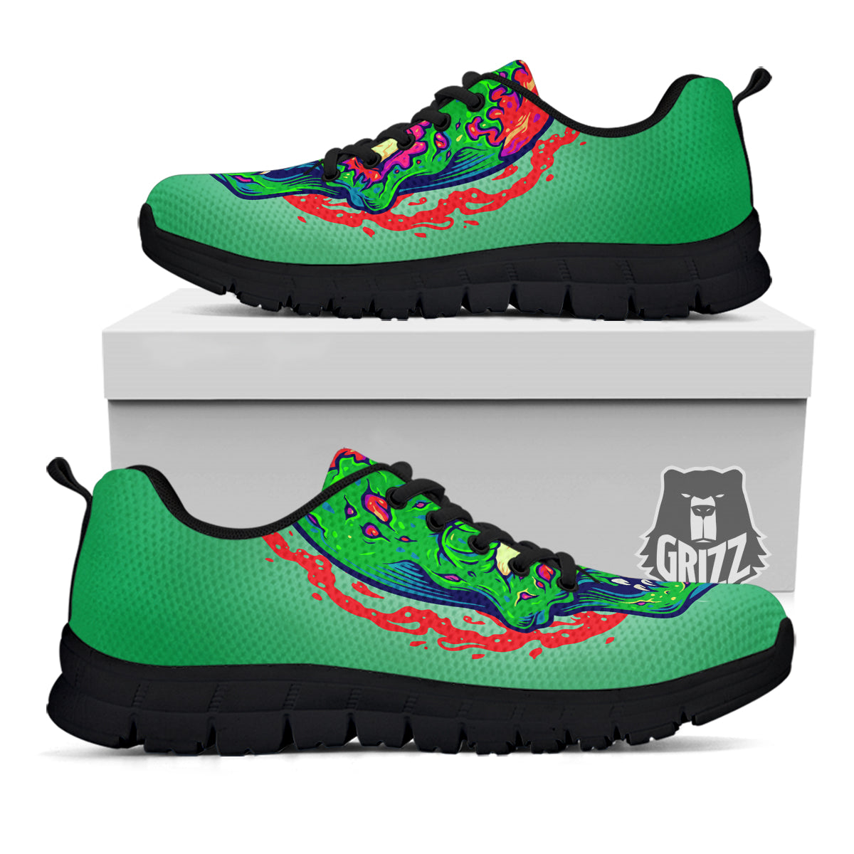 Zombie Halloween Skull Print Black Sneaker-grizzshop