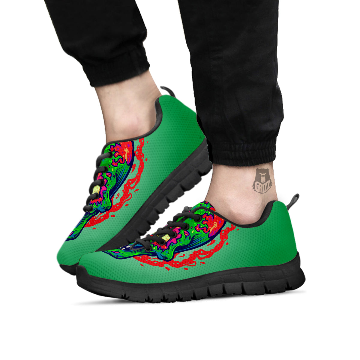 Zombie Halloween Skull Print Black Sneaker-grizzshop