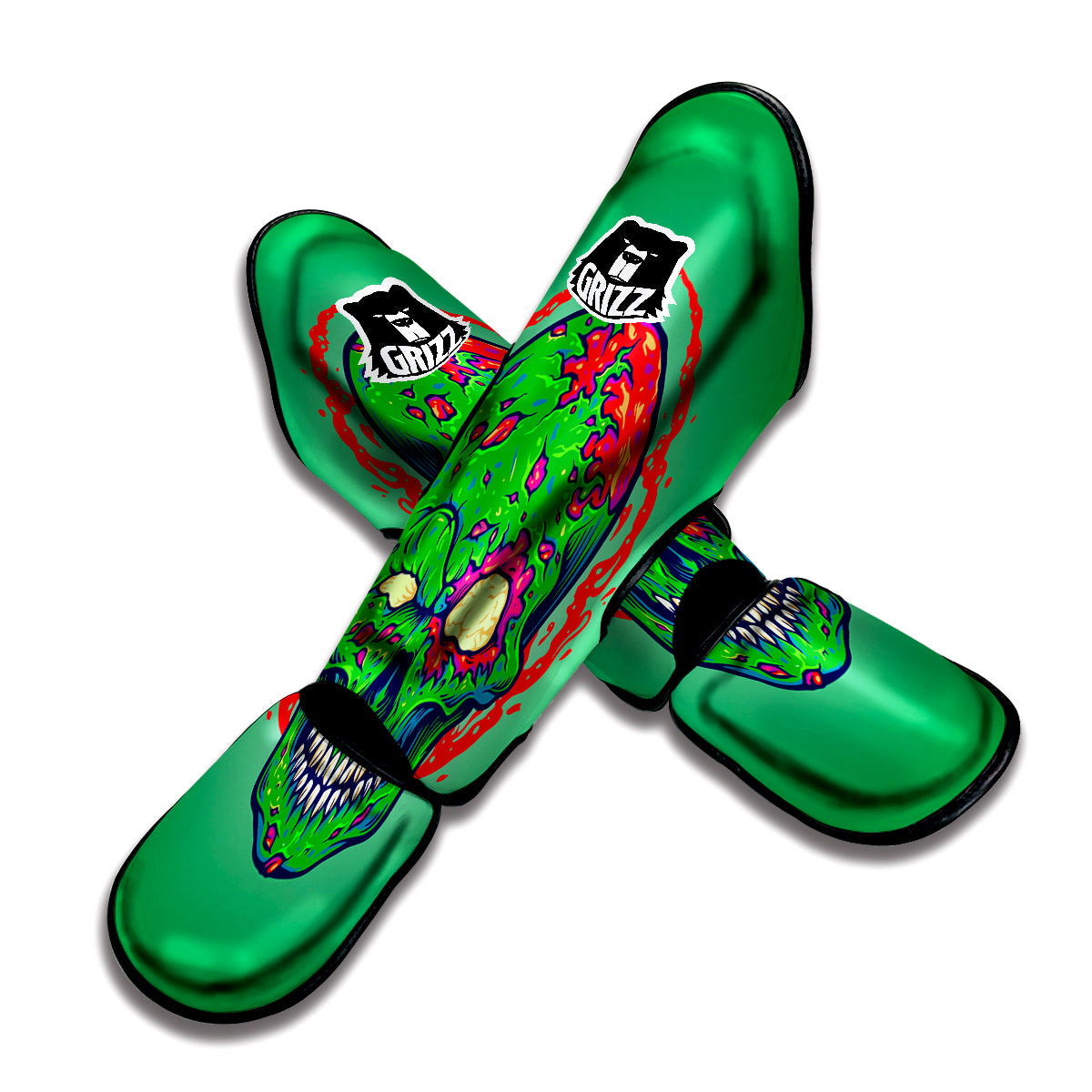 Zombie Halloween Skull Print Muay Thai Shin Guards-grizzshop