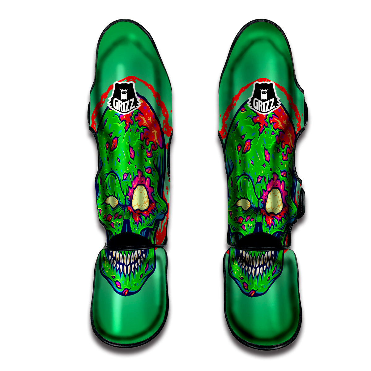 Zombie Halloween Skull Print Muay Thai Shin Guards-grizzshop