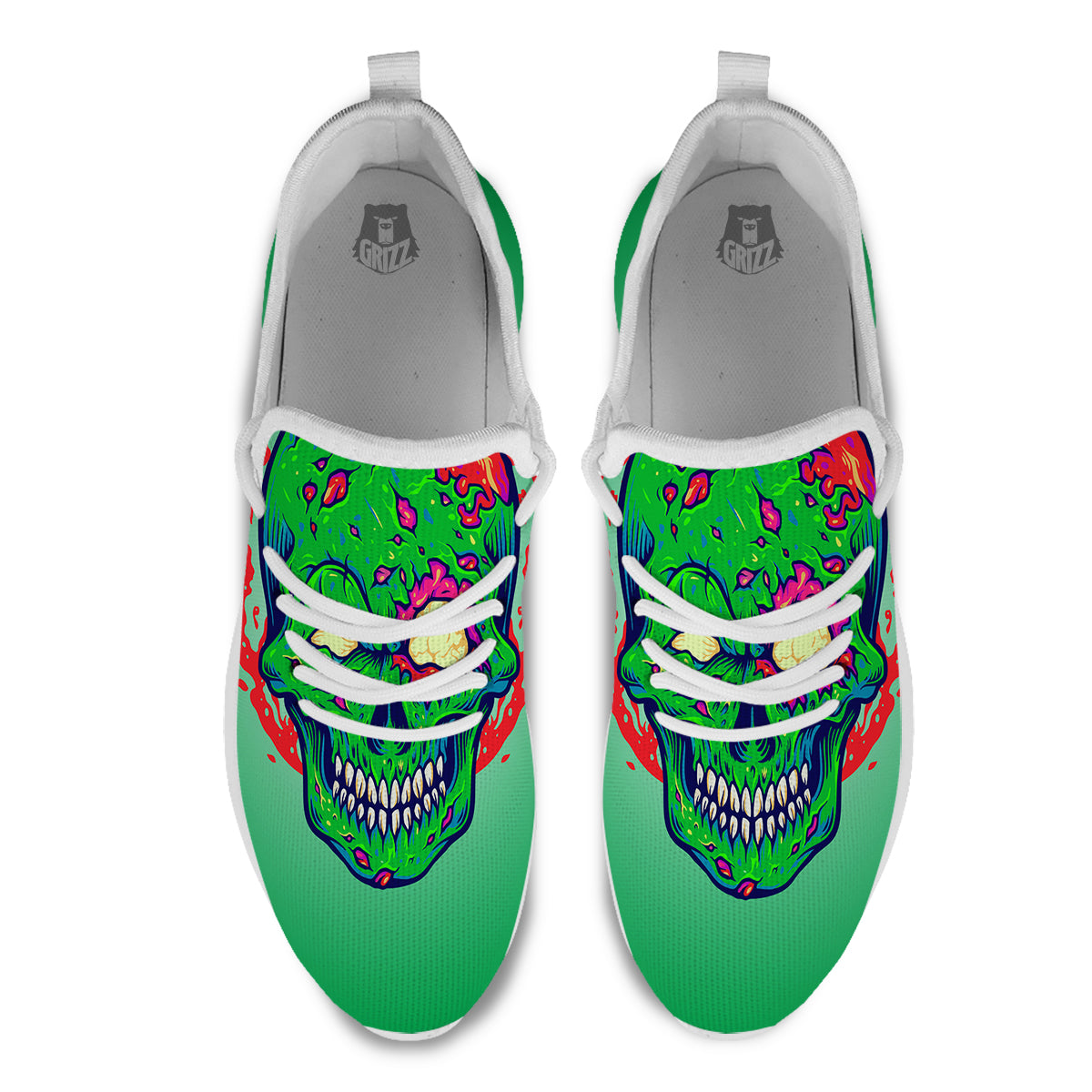 Zombie Halloween Skull Print White Athletic Shoes-grizzshop